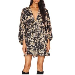 Free People Black and Yellow Floral Dress